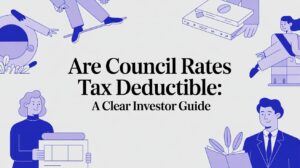 Illustration introducing an investor guide explaining when council rates are tax deductible in Australia.