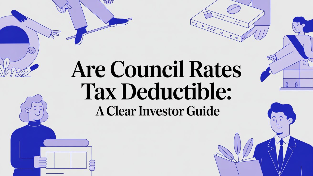 Illustration introducing an investor guide explaining when council rates are tax deductible in Australia.