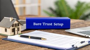 Bare trust setup for SMSF property purchase with legal documents and house model