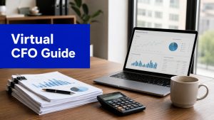 Virtual CFO Guide dashboard showing financial reports and business performance metrics for Australian small businesses.