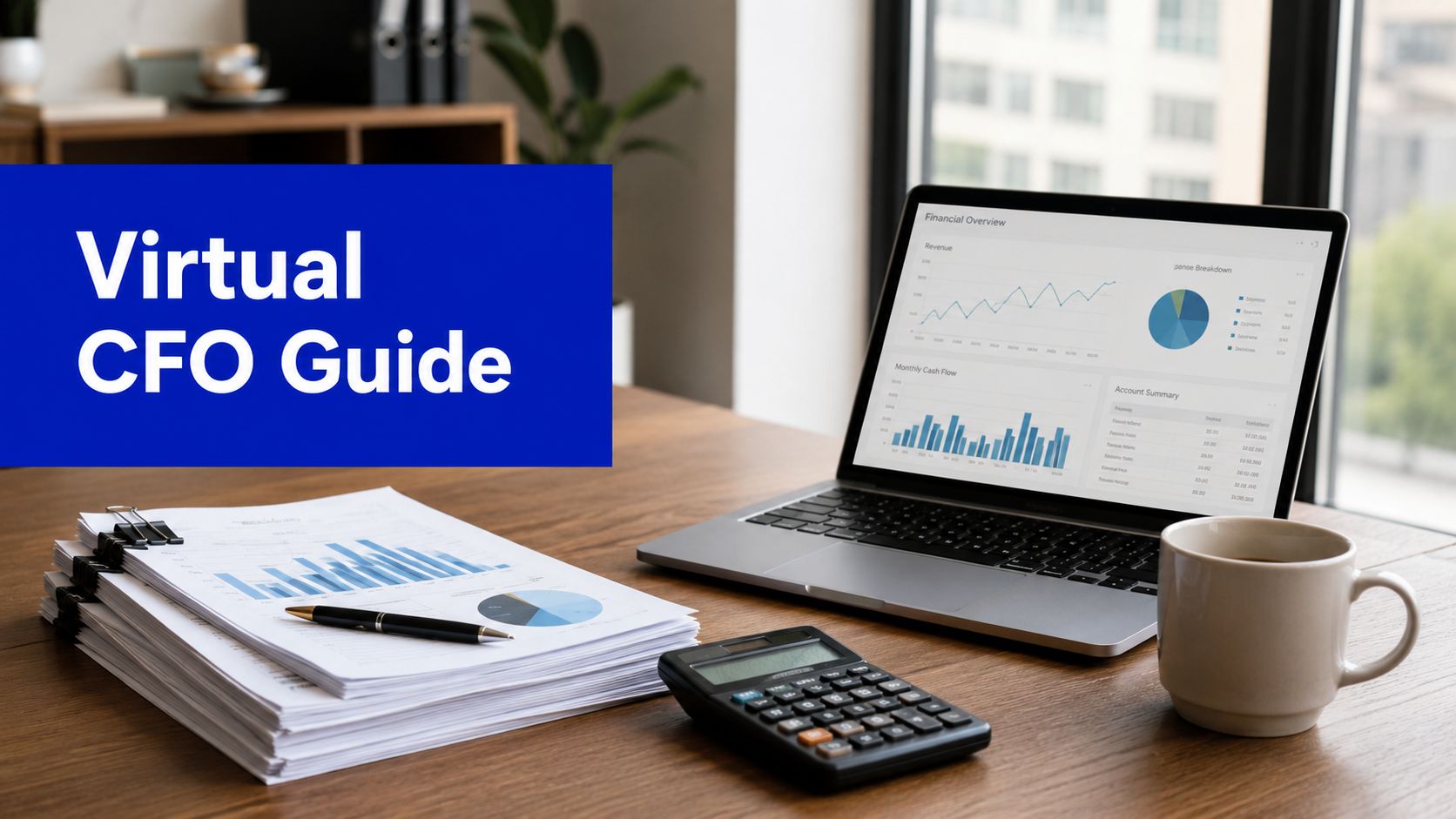 Virtual CFO Guide dashboard showing financial reports and business performance metrics for Australian small businesses.