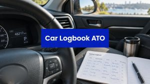 Car logbook ATO guide - vehicle logbook on the passenger seat with odometer reading