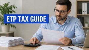 Employee termination payment tax guide - man reviewing redundancy paperwork with a calculator