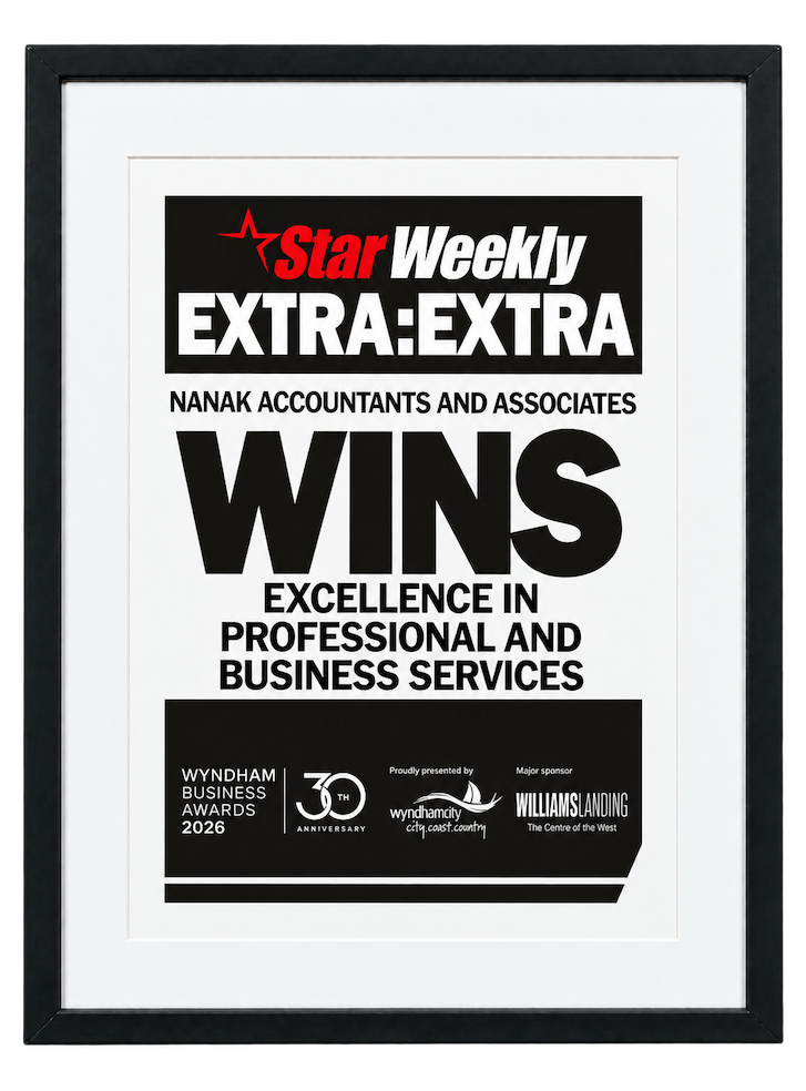 Framed Star Weekly Extra Extra front page: Nanak Accountants and Associates wins Excellence in Professional and Business Services