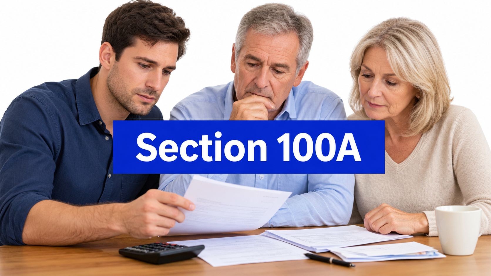 Section 100A trust distribution review with a family checking trust paperwork
