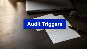 Letter, envelope and glasses on a desk with an Audit Triggers banner, illustrating what triggers an ATO tax audit